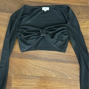 LPA Black Long Sleeve Twist Front Crop Top